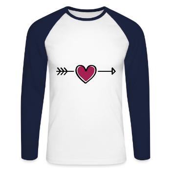 herz pfeil - Unisex Baseballshirt langarm - Weiß/Navy - Vorne - Nik (191cm)