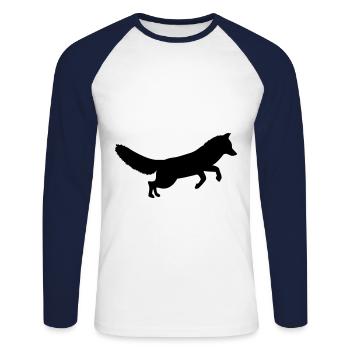 Fuchs Waldtier Natur Tier Motiv - Unisex Baseballshirt langarm - Weiß/Navy - Vorne - Nik (191cm)