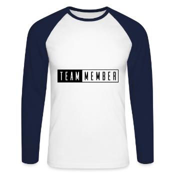 timbre de membre de l'équipe - T-shirt baseball manches longues Homme - blanc/marine - Devant - Nik (191cm)