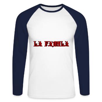 La Familia | COLORS CHANGEABLE - Unisex Long Sleeve Baseball T-Shirt - white/navy - Front - Nik (191cm)