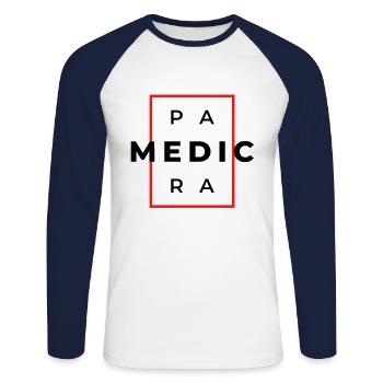Paramedic - Unisex Baseballshirt langarm - Weiß/Navy - Vorne - Nik (191cm)