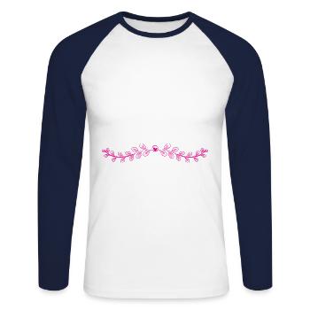 Blumen, Ranke, Ornament, Monogram, Vintage, Heart - Unisex Baseballshirt langarm - Weiß/Navy - Vorne - Nik (191cm)