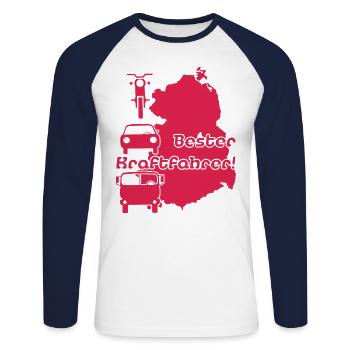 Bester Kraftfahrer Ostdeutschland - Unisex Baseballshirt langarm - Weiß/Navy - Vorne - Nik (191cm)