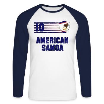 Équipe des Samoa américaines de football - T-shirt baseball manches longues Homme - blanc/marine - Devant - Nik (191cm)