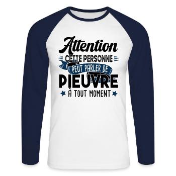 Pieuvre Poulpe Cadeau Humour Tentacule Mer Animal - T-shirt baseball manches longues Homme - blanc/marine - Devant - Nik (191cm)