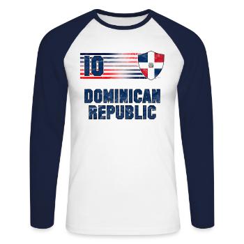 Équipe de République dominicaine de football - T-shirt baseball manches longues Homme - blanc/marine - Devant - Nik (191cm)