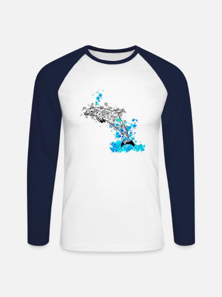 Dolphinn GeomeTRIX bunt - Unisex Baseballshirt langarm - Weiß/Navy