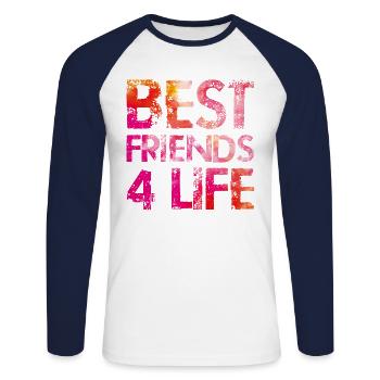 best friends 4 life colorful - Unisex Long Sleeve Baseball T-Shirt - white/navy - Front - Nik (191cm)