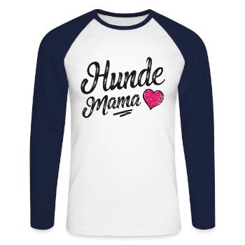 hunde mama herz - Unisex Baseballshirt langarm - Weiß/Navy - Vorne - Nik (191cm)