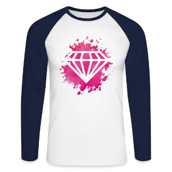 rose diamant - T-shirt baseball manches longues Homme - blanc/marine - Devant - Nik (191cm)