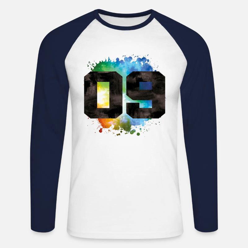 09 Bunt nummer - Unisex Baseballshirt langarm - Weiß/Navy