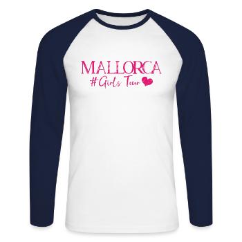 Mallorca Girls Tour Heart Pink - T-shirt baseball manches longues Homme - blanc/marine - Devant - Nik (191cm)
