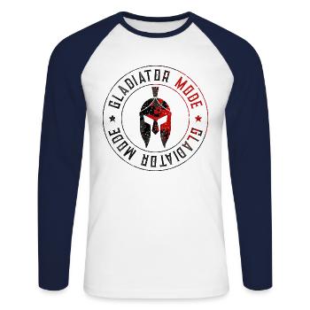 spartan helmet gladiator - Unisex Long Sleeve Baseball T-Shirt - white/navy - Front - Nik (191cm)