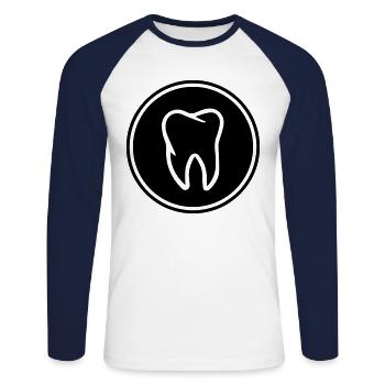 icône de la dent - T-shirt baseball manches longues Homme - blanc/marine - Devant - Nik (191cm)