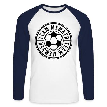 team football circle logo - Unisex Long Sleeve Baseball T-Shirt - white/navy - Front - Nik (191cm)