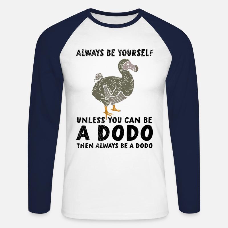 Dodo | Sei Du selbst | Sei ein Dodo - Unisex Baseballshirt langarm - Weiß/Navy