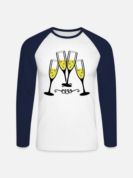 Toast glass - Unisex Long Sleeve Baseball T-Shirt - white/navy