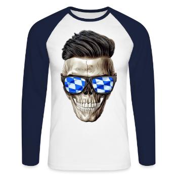 Crâne bavarois - T-shirt baseball manches longues Homme - blanc/marine - Devant - Nik (191cm)