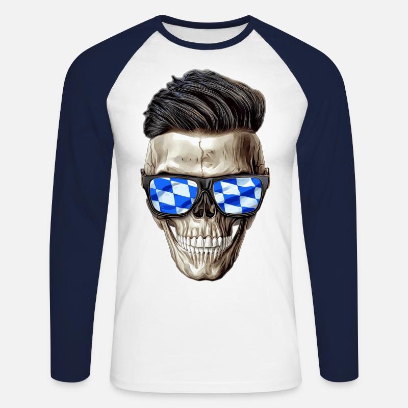 Bavarian skull - Unisex Baseballshirt langarm - Weiß/Navy