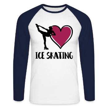 Ich liebe ice skating eiskunstlauf herz - Unisex Baseballshirt langarm - Weiß/Navy - Vorne - Nik (191cm)