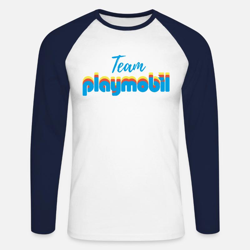 Playmobil Team Logo - Maglia da baseball a manica lunga da uomo - bianco/navy