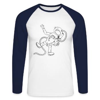 Astronaut - Unisex Baseballshirt langarm - Weiß/Navy - Vorne - Nik (191cm)