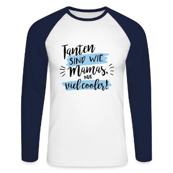 Tanten sind wie Mamas, nur viel cooler! - Unisex Baseballshirt langarm - Weiß/Navy - Vorne - Nik (191cm)