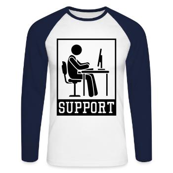 conseiller support bureau de travail - T-shirt baseball manches longues Homme - blanc/marine - Devant - Nik (191cm)