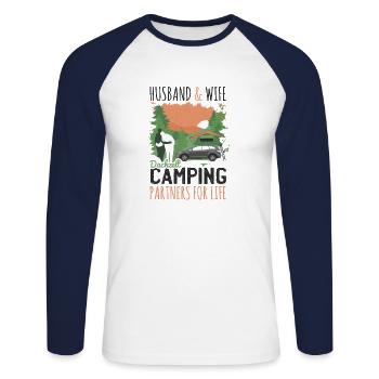 Roof tent partner gift camping valentine's day - Unisex Long Sleeve Baseball T-Shirt - white/navy - Front - Nik (191cm)
