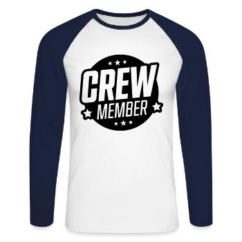membre d'équipage - T-shirt baseball manches longues Homme - blanc/marine - Devant - Nik (191cm)