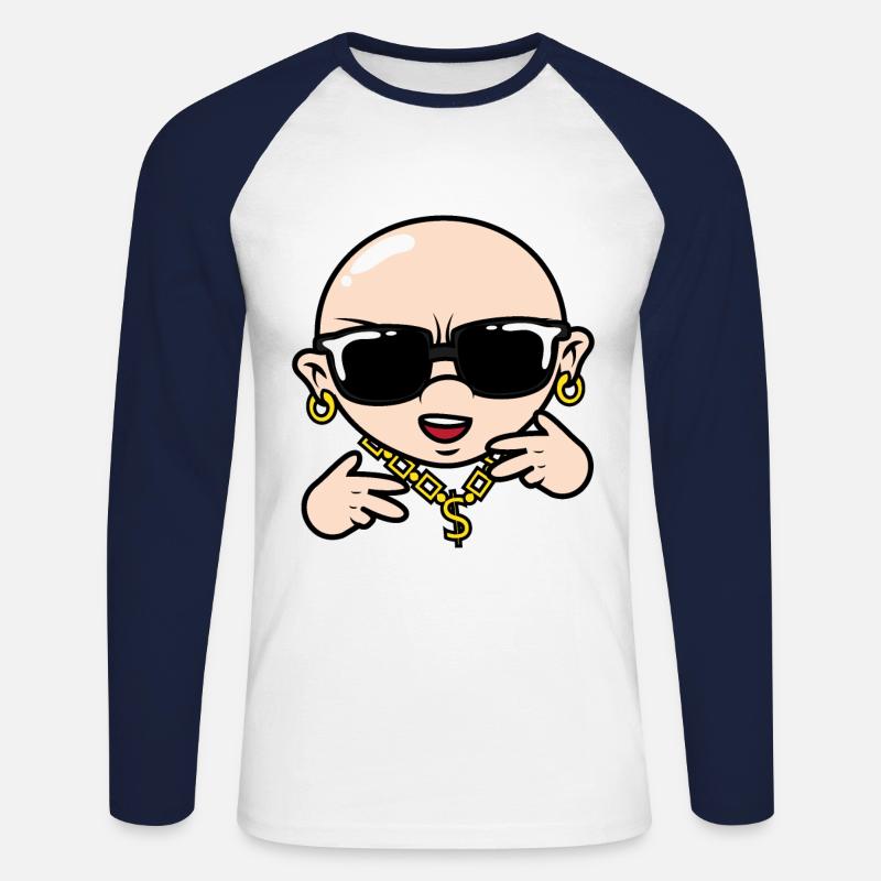 Bald Hip Hop Guy - Unisex Baseballshirt langarm - Weiß/Navy