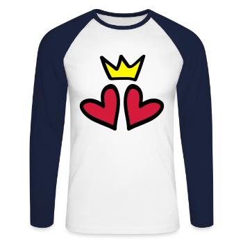 heart crown heart love symbol - Unisex Long Sleeve Baseball T-Shirt - white/navy - Front - Nik (191cm)