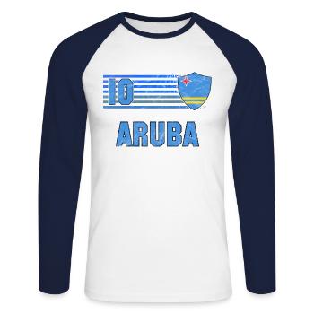 Aruba Fußball Mannschaft - Unisex Baseballshirt langarm - Weiß/Navy - Vorne - Nik (191cm)