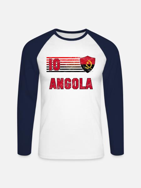 Angola Fußball Mannschaft - Unisex Baseballshirt langarm - Weiß/Navy