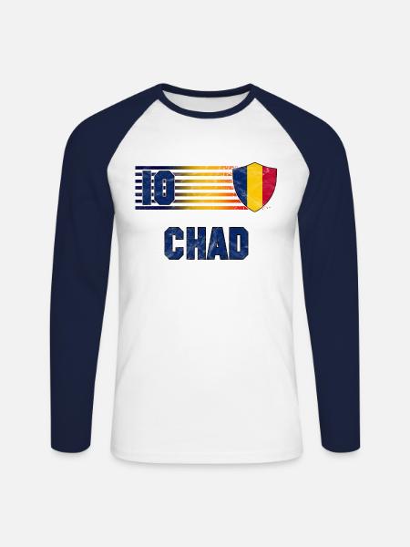 Équipe du Tchad de football - T-shirt baseball manches longues Homme - blanc/marine