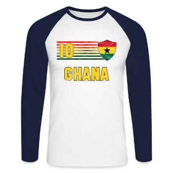 Équipe du Ghana de football - T-shirt baseball manches longues Homme - blanc/marine - Devant - Nik (191cm)