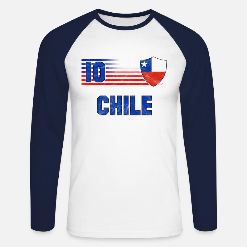 Chile Fußball Mannschaft - Unisex Baseballshirt langarm - Weiß/Navy