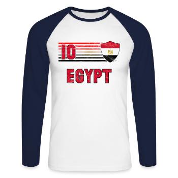 Équipe d’Égypte de football - T-shirt baseball manches longues Homme - blanc/marine - Devant - Nik (191cm)