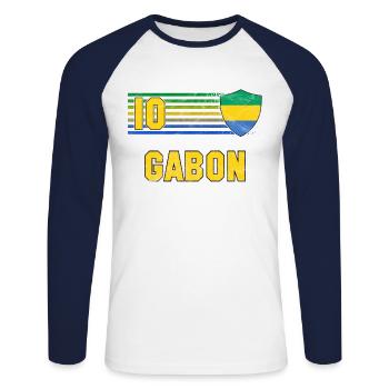 Gabun Fußball Mannschaft - Unisex Baseballshirt langarm - Weiß/Navy - Vorne - Nik (191cm)