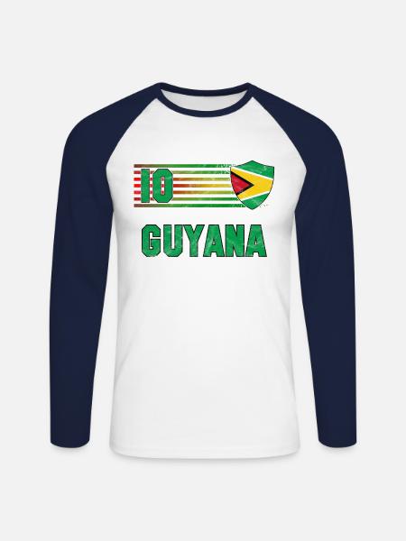 Guyana Fußball Mannschaft - Unisex Baseballshirt langarm - Weiß/Navy