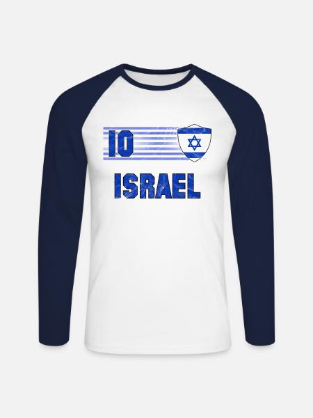 Israel Football Team - Unisex Long Sleeve Baseball T-Shirt - white/navy