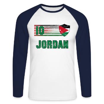 Jordan Football Team - Unisex Long Sleeve Baseball T-Shirt - white/navy - Front - Nik (191cm)