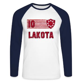Lakota Football Team - Unisex Long Sleeve Baseball T-Shirt - white/navy - Front - Nik (191cm)
