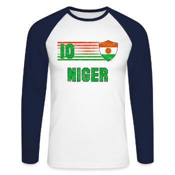 Niger Football Team - Unisex Long Sleeve Baseball T-Shirt - white/navy - Front - Nik (191cm)