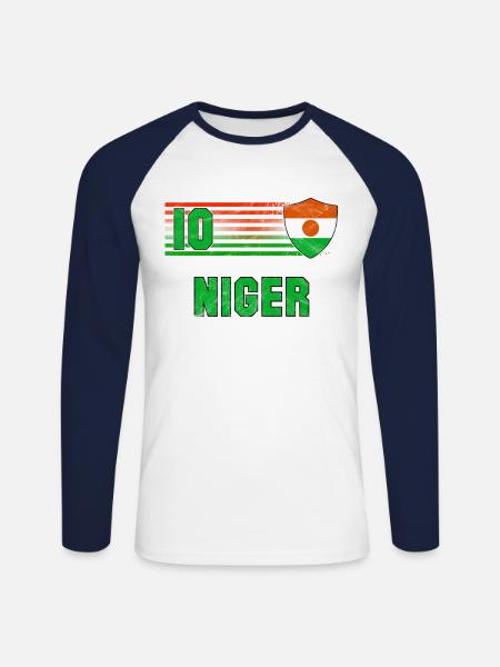 Niger Fußball Mannschaft - Unisex Baseballshirt langarm - Weiß/Navy