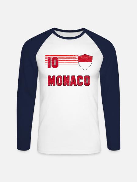 Monaco Fußball Mannschaft - Unisex Baseballshirt langarm - Weiß/Navy