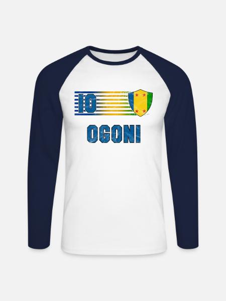 Ogoni Fußball Mannschaft - Unisex Baseballshirt langarm - Weiß/Navy