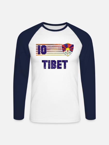 Tibet Fußball Mannschaft - Unisex Baseballshirt langarm - Weiß/Navy
