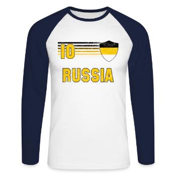 Russian Empire Football Team - Unisex Long Sleeve Baseball T-Shirt - white/navy - Front - Nik (191cm)