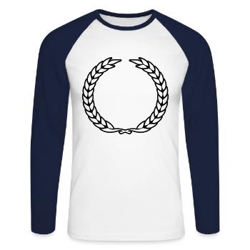 kranz laurel symbol - Unisex Baseballshirt langarm - Weiß/Navy - Vorne - Nik (191cm)